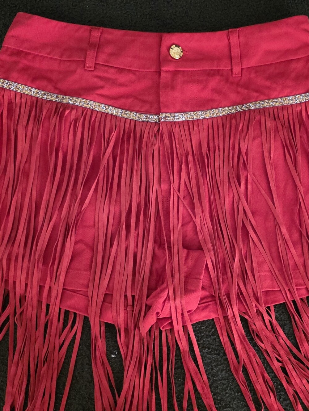 Red Fringe Shorts With Tassels - Picture 6 of 8